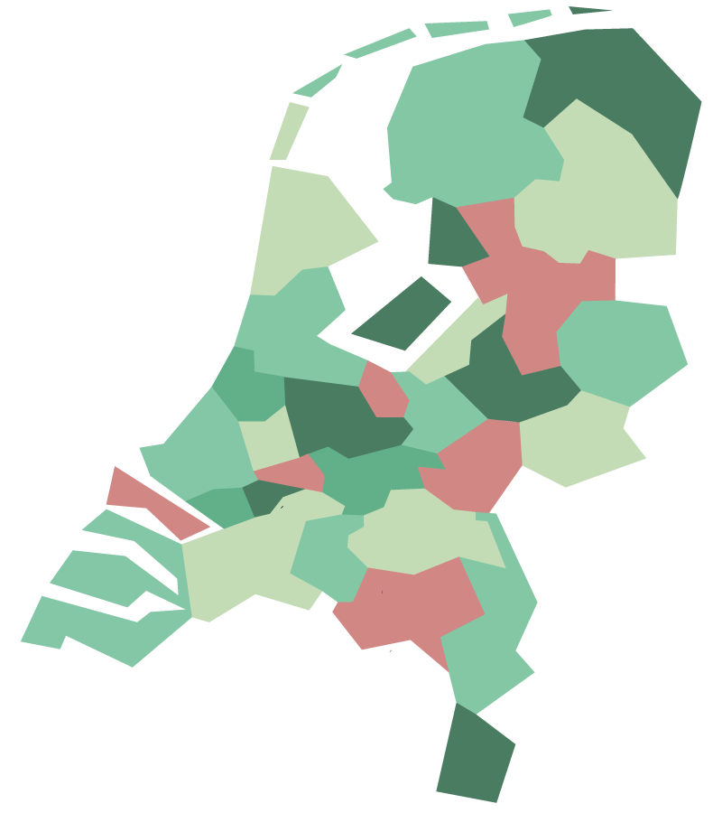 kaart Nederland met 30 regio's